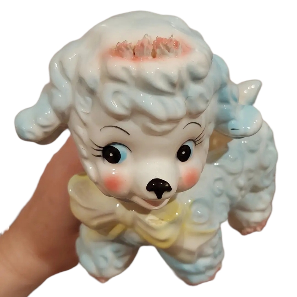 Kitchy Lamb Planter- 1961 Relpo Spaghetti Lamb- Samson Import Co.
